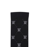 Women's Monogram Logo Knee Sock - Black