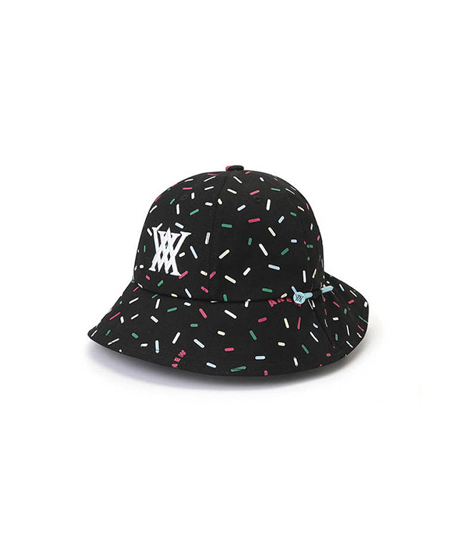 Sprinkle Donut Pattern Bucket Hat - Black