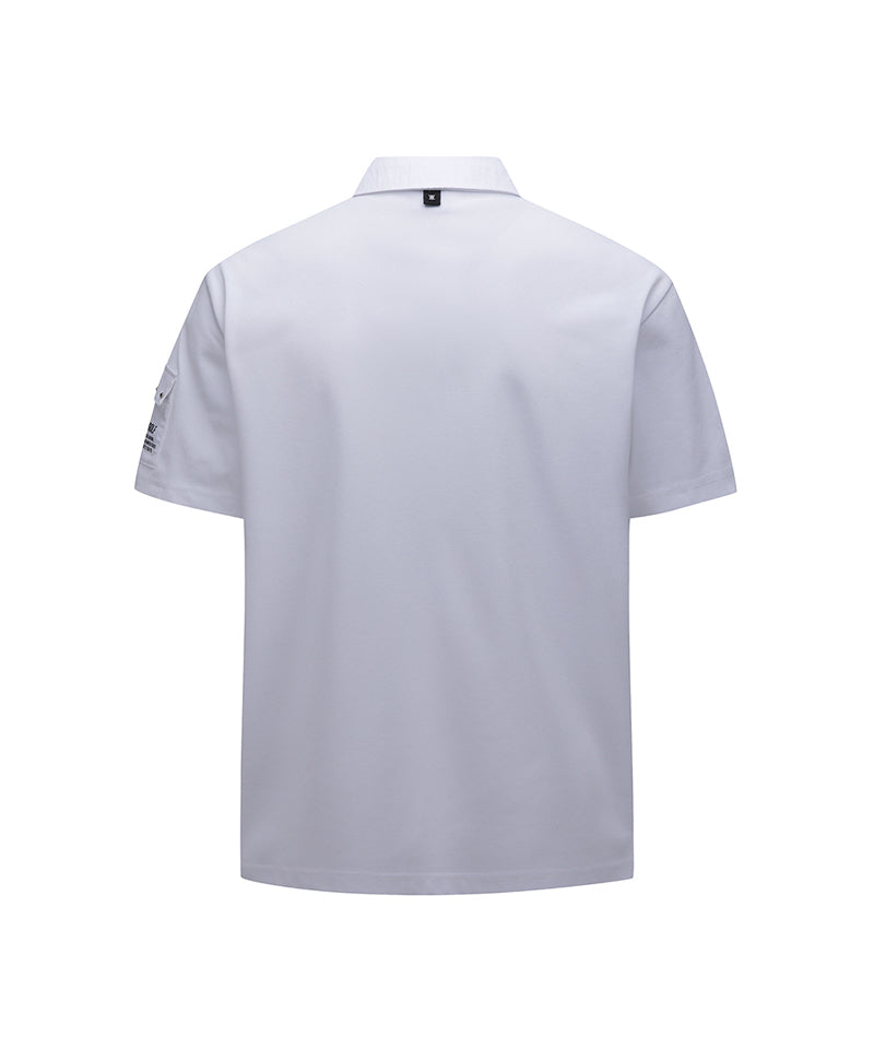 Men Sleeve Pocket Short T-Shirt - White