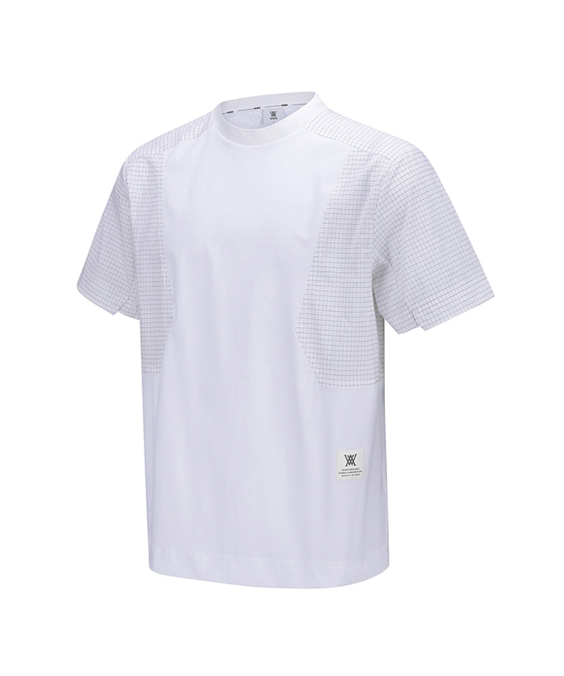 Men's Wooven Sleeve Crew Neck - White