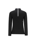 Women's Sleeve Block Back Zipper Point Ribbed Long T-Shirt - Black