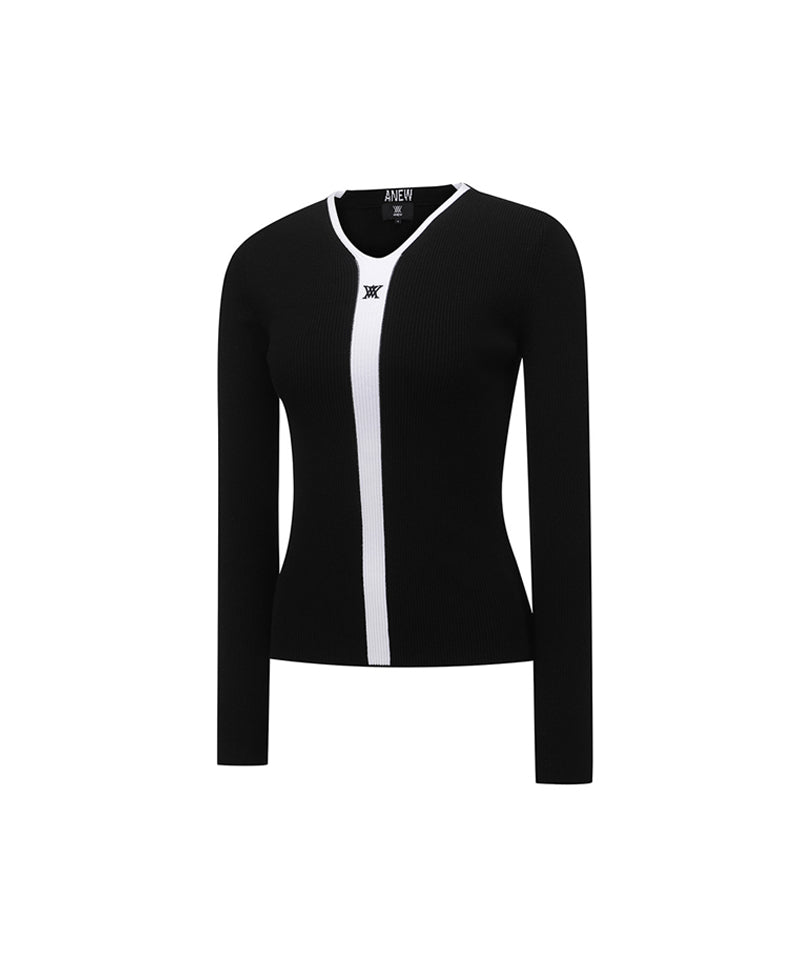 Women's V Neck Pullover - Black