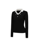 Women's Logo Point Cable Sweater - Black