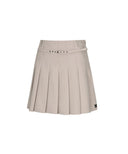 Women's Buckle Point Pleats Skirt - Light Beige