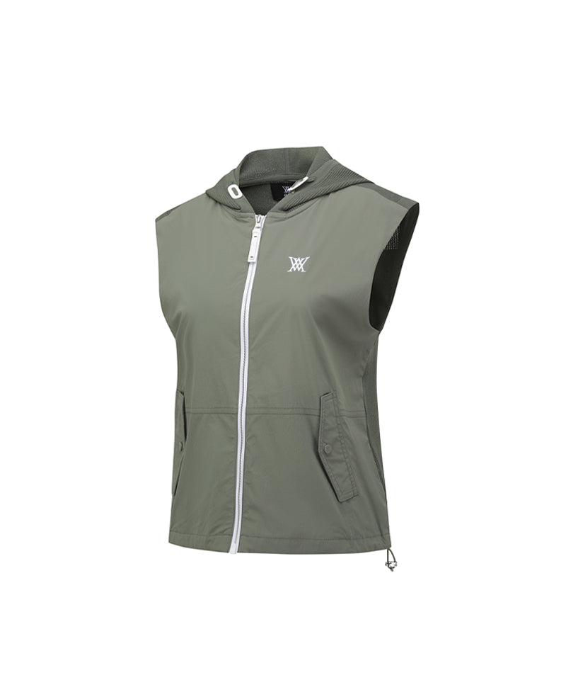 ANEW Golf Women's SM Hybrid Hoody Knit Vest - Light Khaki