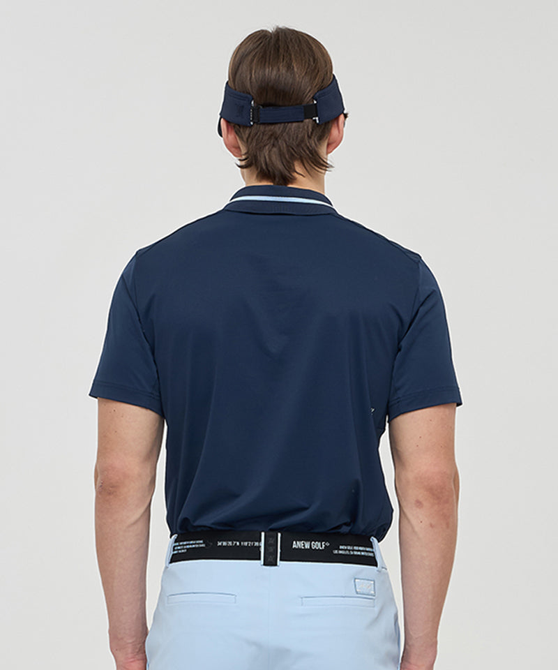 Men's Mesh Block Knit Collar Shot T-Shirt - Navy