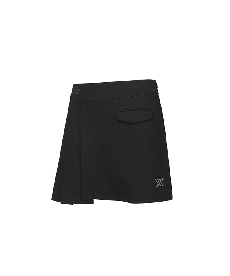 Women's Unbalanced Pleats Skirt - Black