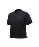 Women's Woven Block Mock Neck T-Shirt - Black