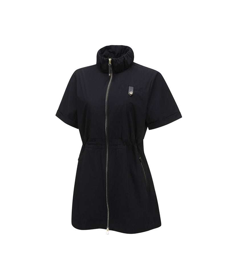 Women's Short Sleeve One Piece Jacket - Black