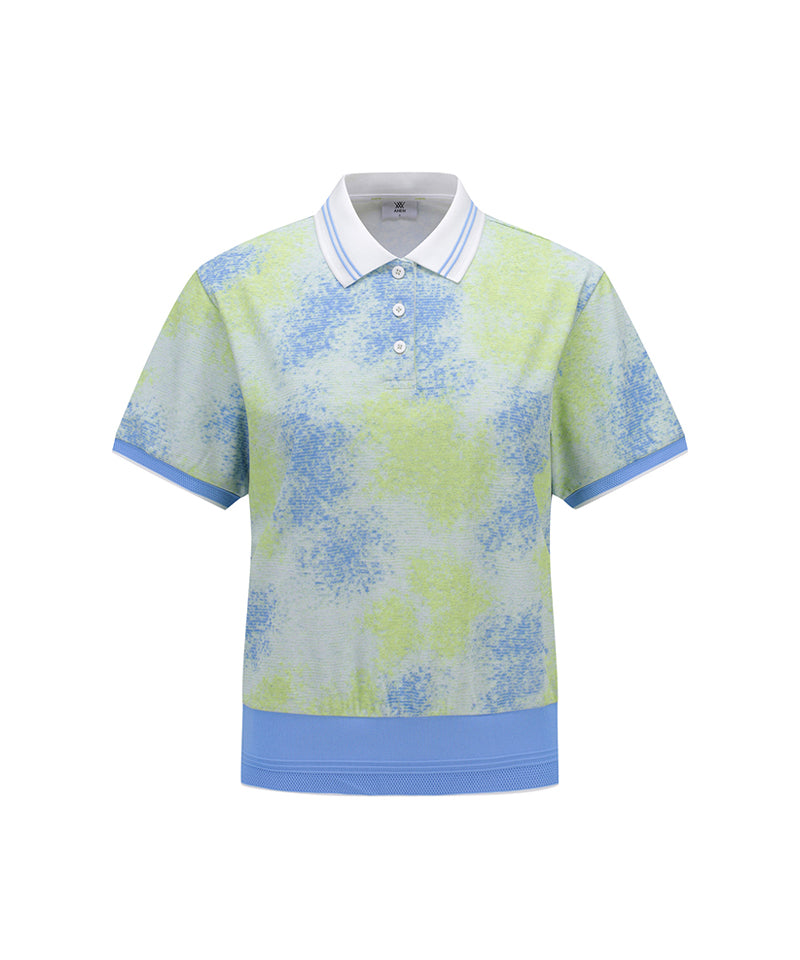 Women Sprinkled Pattern Short T-Shirt - Lime