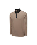 Men's Neck Point Long T-Shirt - Beige