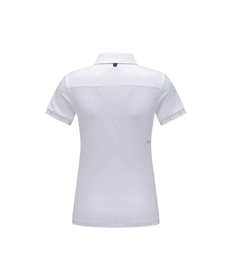 Women's Back Triangular Point Short T-Shirt - White