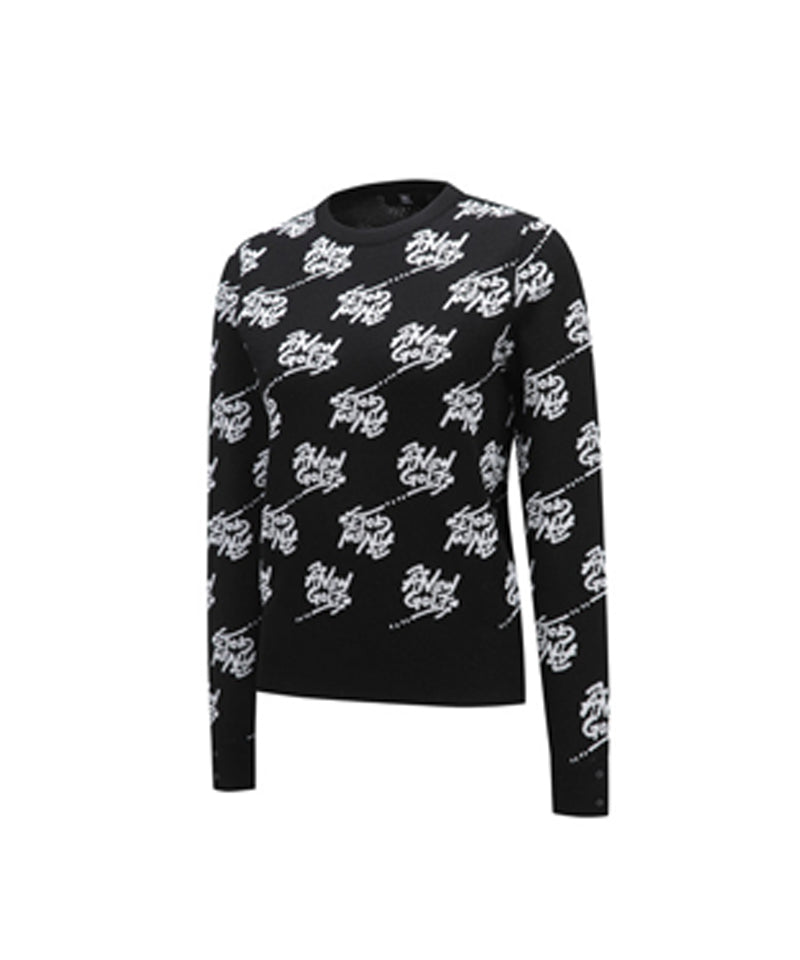 Women's Logo Pattern Jacquard Pullover - Black