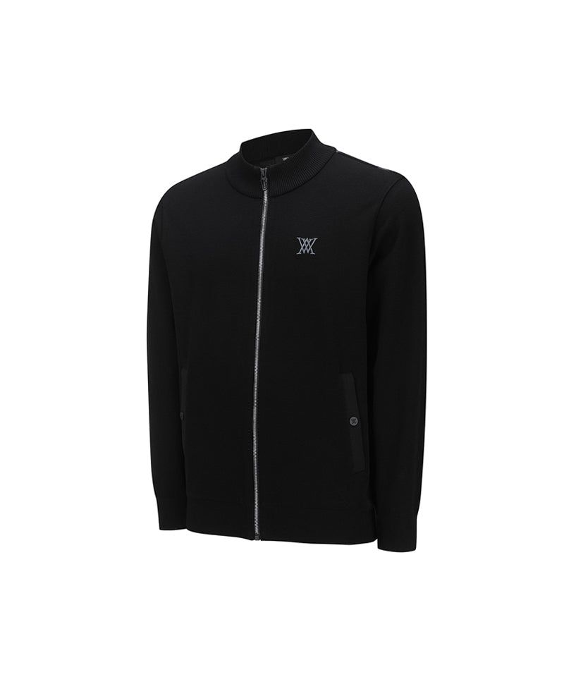 Men's Black Check Board Cardigan - Black