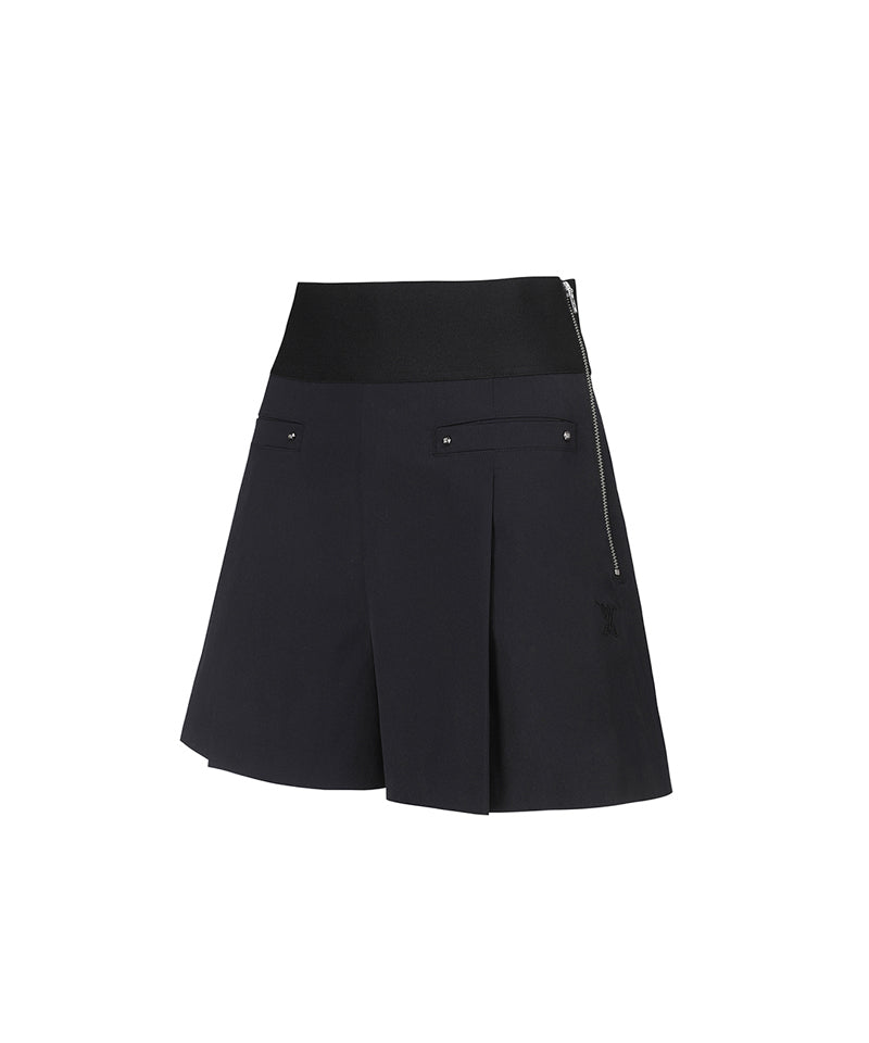 Women's Band High Waist Half Pants - Black