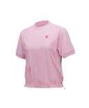 Women's Woven Block Mock Neck T-Shirt - Light Pink