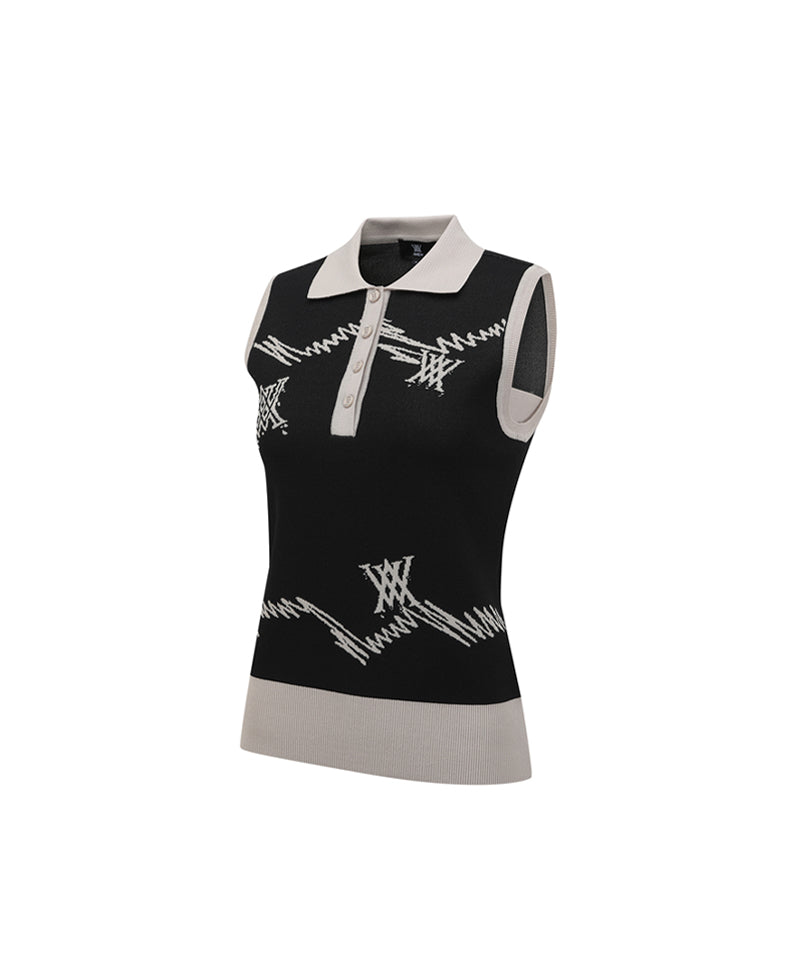 ANEW Golf Women's SM Logo Pattern Knit Vest - Black