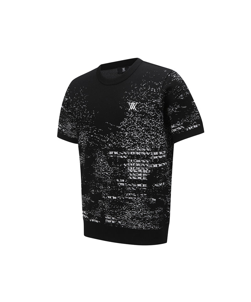 ANEW GOLF Men's SM Pattern Short Round Sleeve Sweater - Black