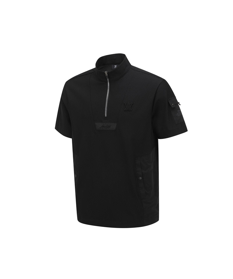 ANEW GOLF Men's SM Half Zip Short T-Shirt - Black