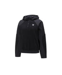 Women's Wooven Blocked Longsleeve Hoodie - Black