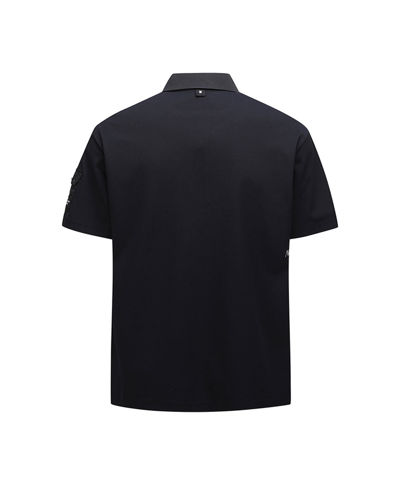 Men Sleeve Pocket Short T-Shirt - Black