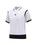 Women Shoulder Mesh Point Short T-Shirt - White