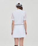 [Signature] Women's Mesh Block Short T-Shirt - White