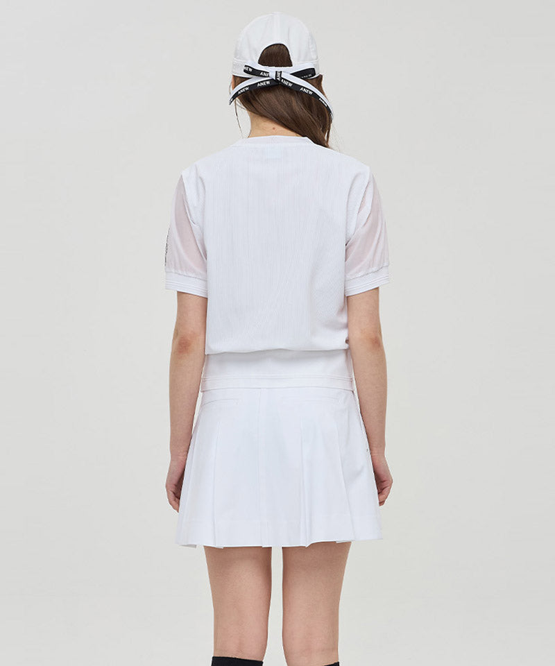 Women's Mesh Block Short T-Shirt - White