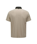 [Legacy Sale] Men Collar Logo Point Back Ventilation Short T-Shirt - Beige
