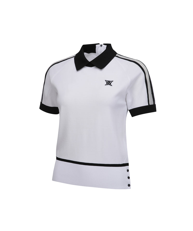 ANEW Golf Women's SM Mesh Patch Short Sleeve Sweater - White
