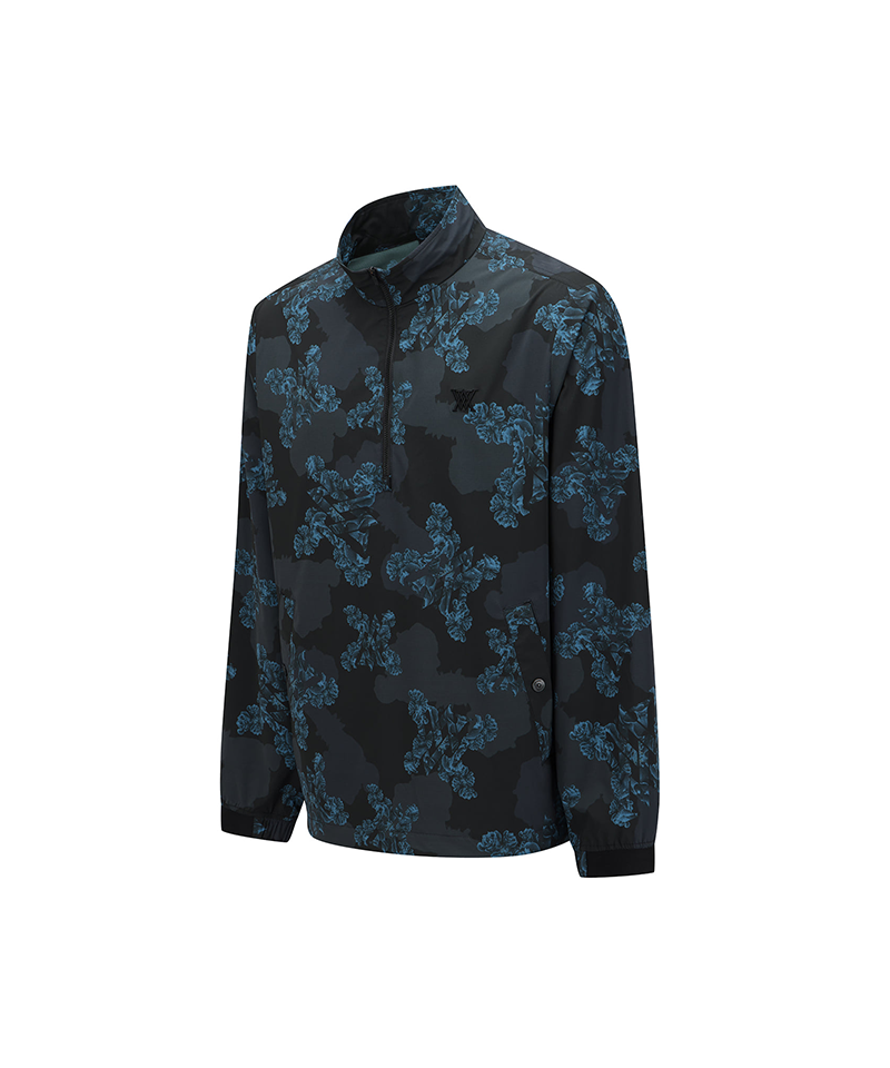 Men's FA Flower Pattern Anorak Jacket - Black