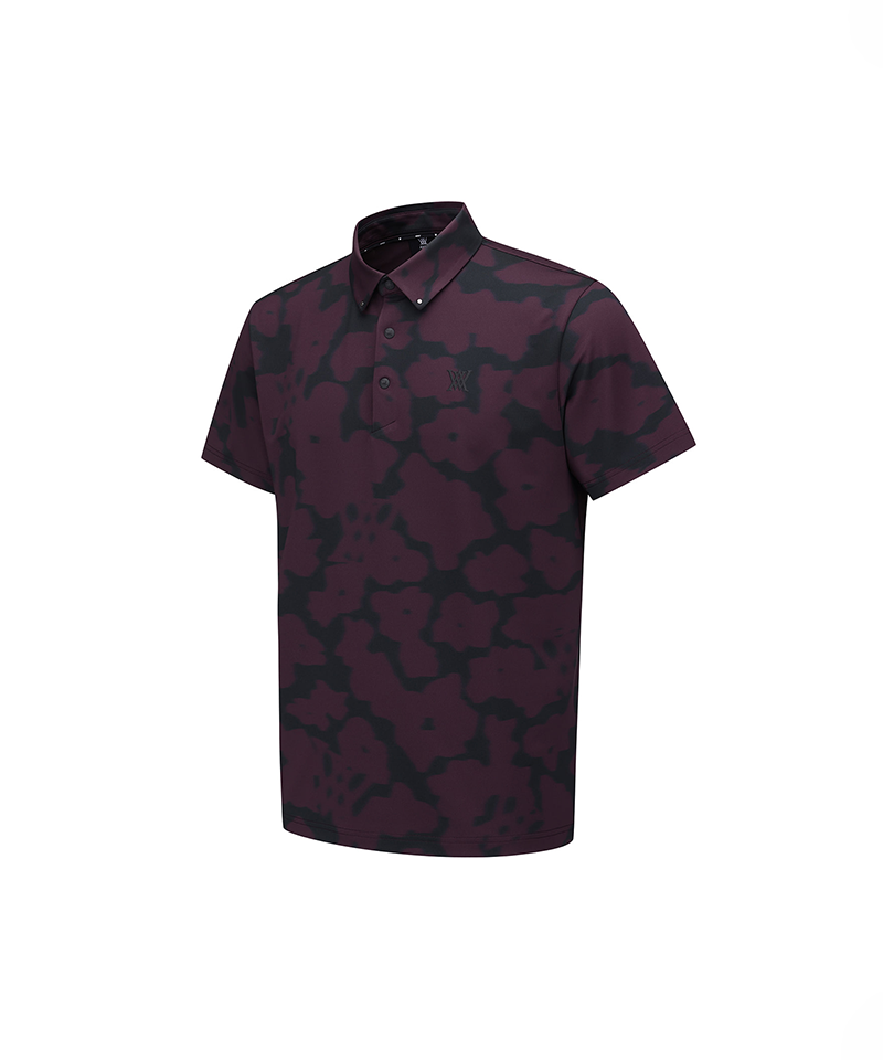 Men's FA Flower Pattern Short T-Shirt - Burgundy
