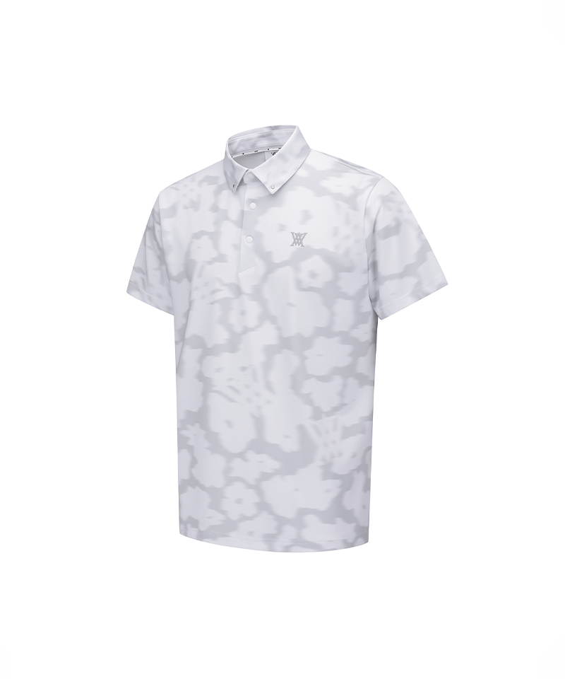 Men's FA Flower Pattern Short T-Shirt - Light Grey