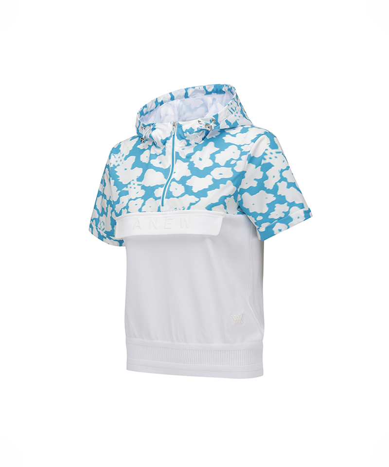 Women's FA Hybrid Hooded Short Sleeve Sweater - Blue