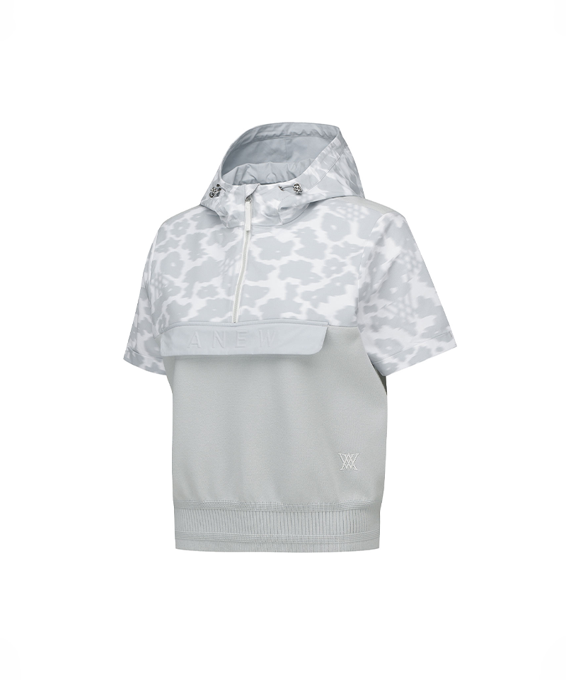 Women's FA Hybrid Hooded Short Sleeve Sweater - Light Grey