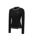 [Signature] Women's Stripe Textured Pullover - Black