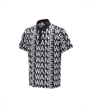 Men's SM Logo Pattern Short T-Shirt - Black