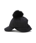 Women's Short Earflap Cap - Black