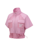 Women's Essential Short Sleeve Pleats Jacket - Pink