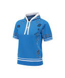 Women's Paisley Hooded Short Sleeve Sweater - Blue