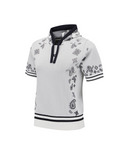 Women's Paisley Hooded Short Sleeve Sweater - White