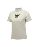 Women's Back Zip Mock Neck T-Shirt - Light Khaki