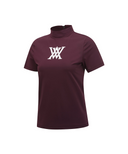 Women's Back Zip Mock Neck T-Shirt - Wine