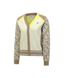 Women's Pattern Blocked Knit Cardigan - Dark Beige