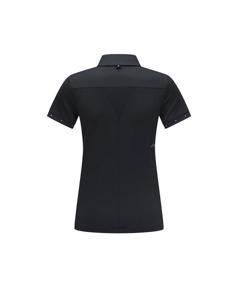 ☆ANEW GOLF☆ SILHOUETTE SHORT T-SHIRT Women's Back Triangular Point Short T-Shirt - Black – Anew Golf USA