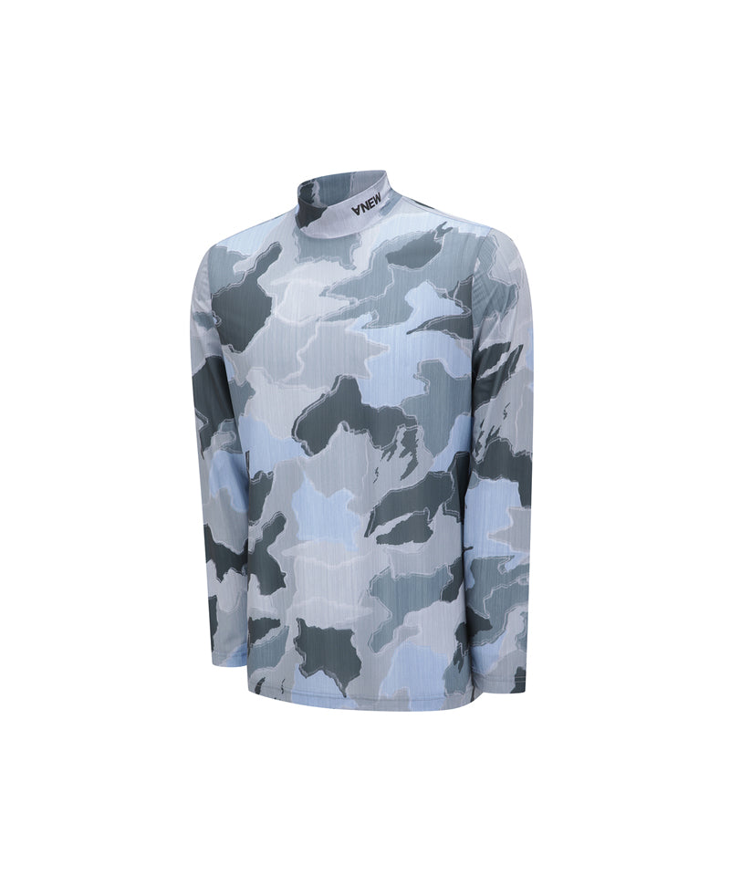 Anew Golf Men's SM Mock Neck Pattern Base Layer - Light Blue
