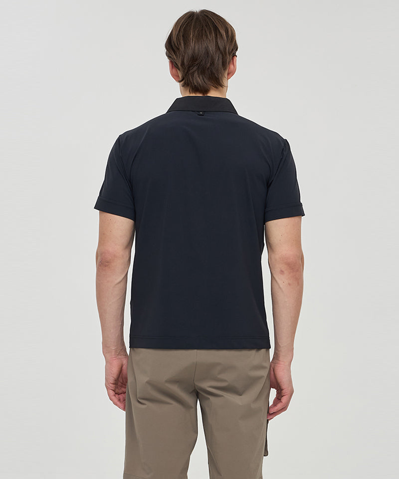 Men Wooven Patch Point Short T-Shirt - Black