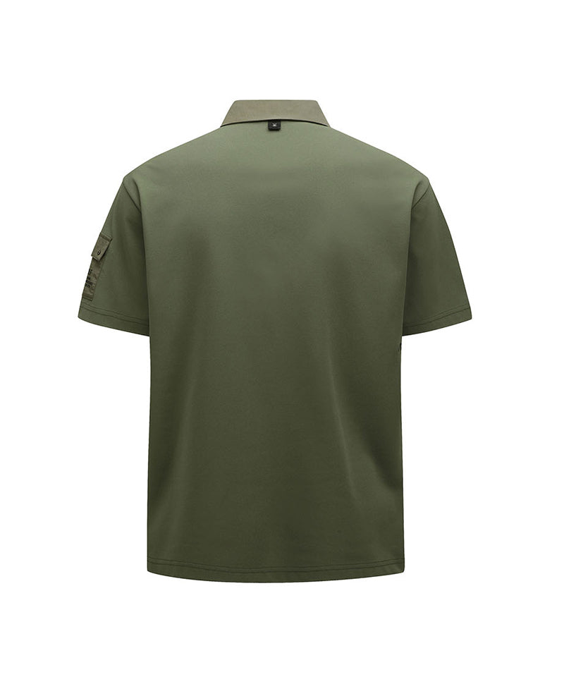 Men Sleeve Pocket Short T-Shirt - Khaki