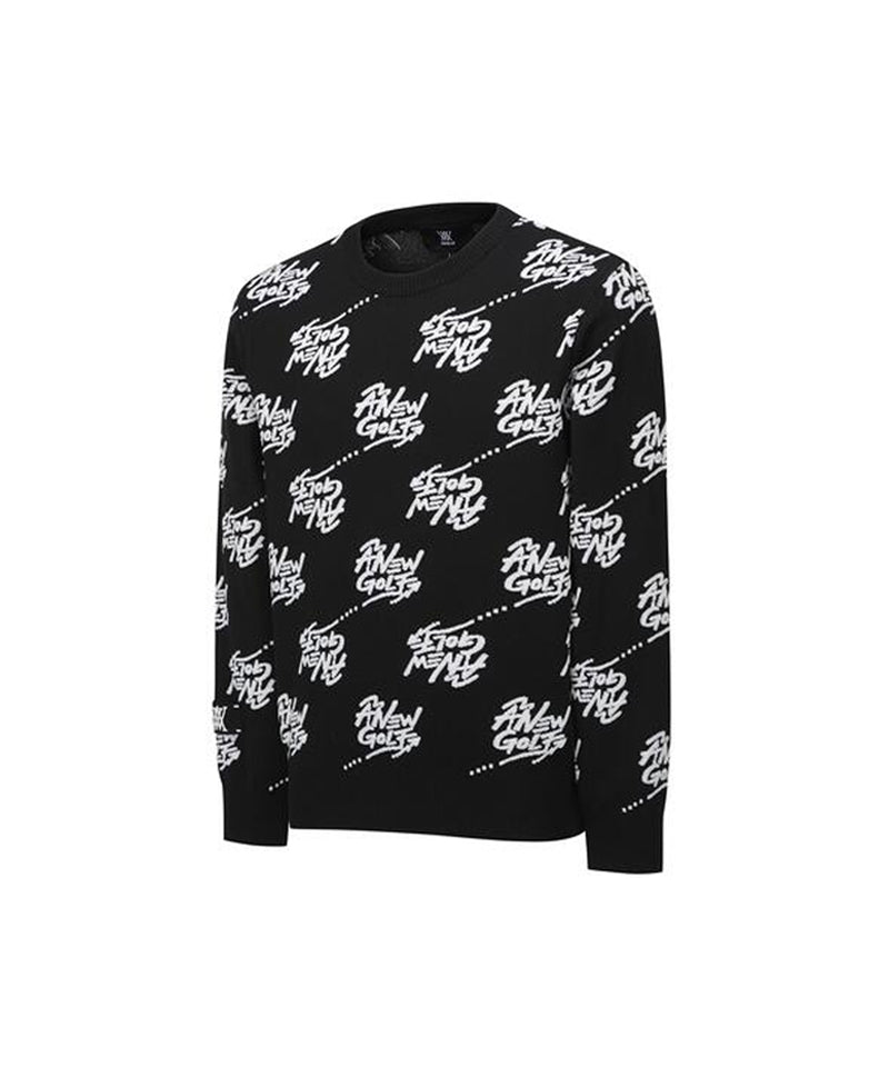 Men's Logo Pattern Jacquard Pullover - Black