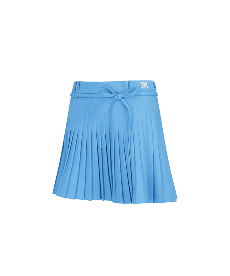 Women's Ribbon Pleats Skirt - Aqua Blue
